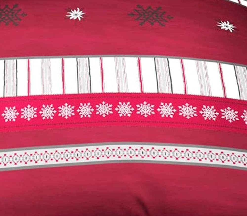 Kaeppel Biber Bettwäsche Edelweiss Edelweiss Kristalle Karmin Rot Grau Weiss, Grösse:135x200cm Bettw