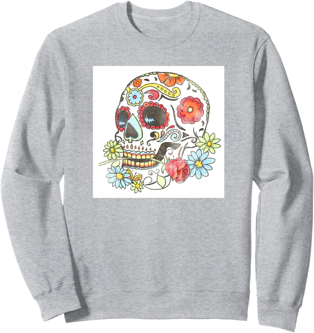 Calavera Skull Dia De Los Muertos Floral Sweatshirt
