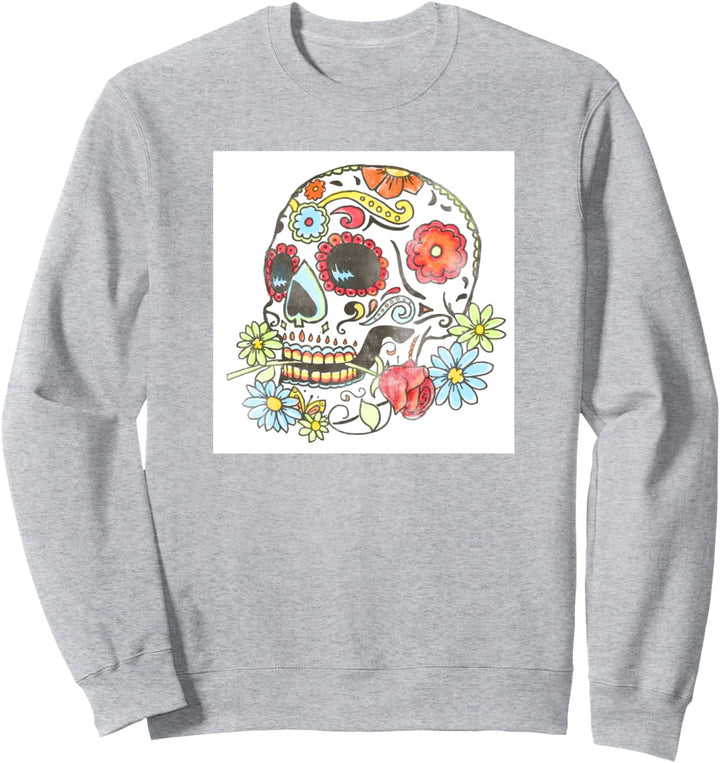 Calavera Skull Dia De Los Muertos Floral Sweatshirt