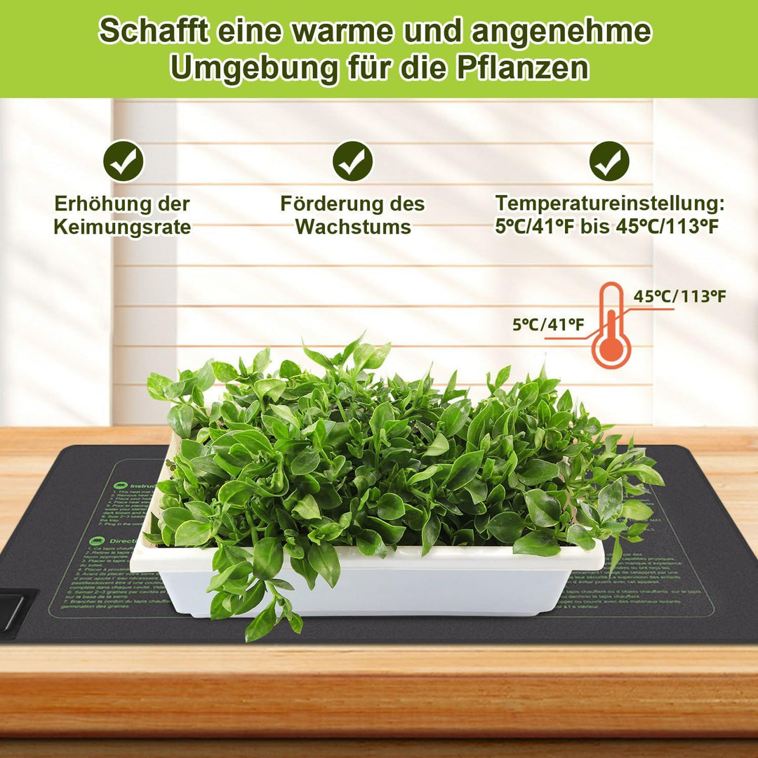1 Stück Heizmatte Pflanzen mit Thermostat, Wärmematte IP67 Wasserdicht, 27W Heizkissen mit Timing-Fu