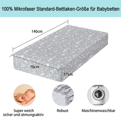 Bimocosy Spannbettlaken Spannbetttücher für Babybetten Kinderbett, atmungsaktives Mikrofaser Matratz