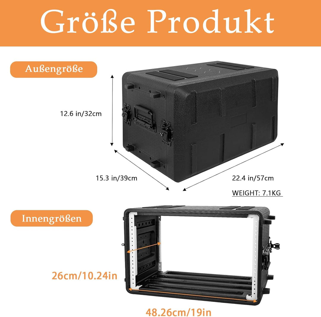 6u Cases Leichtes 11”Tiefe 19“-Rackmount-Fluggehäuse Auch Verstärker, Audio, Djs, Mixer, Die Die Sto