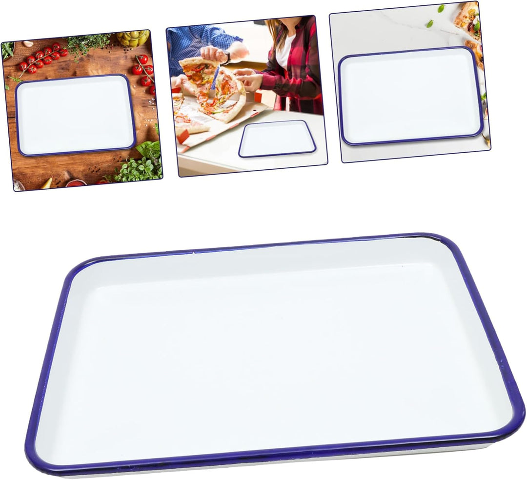BESTonZON Enamel Backblech Rechteckige Servierplatte Für Köstliches Backen Spülmaschinenfest Rostbes