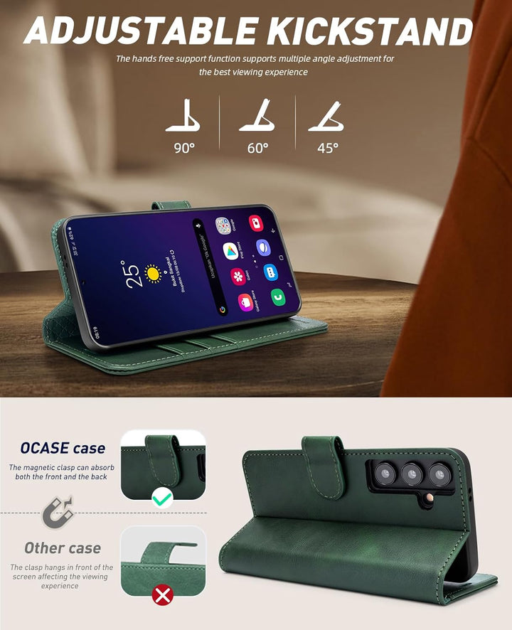 OCASE Handyhülle Kompatibel für Samsung Galaxy S24 5G Hülle Premium Leder Flip Klappbare Klapphülle