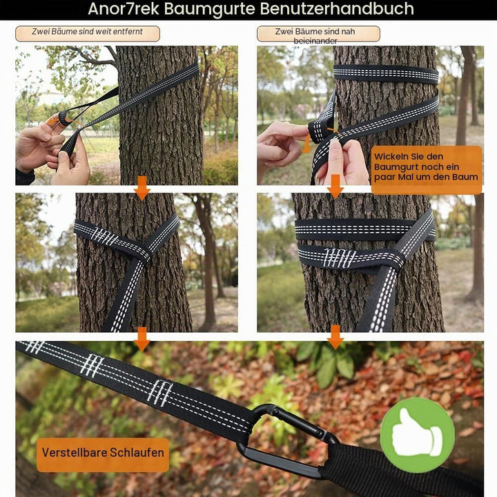 AnorTrek Camping Hängematte, superleichte tragbare Fallschirm Hängematte mit Zwei Baumgurten Einzel