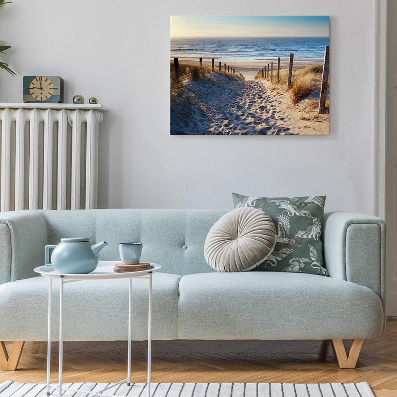 PICANOVA – Bild auf Leinwand Weg zum Meer 80x60cm – Leinwandbild – Premium Leinwanddruck – Wandbild