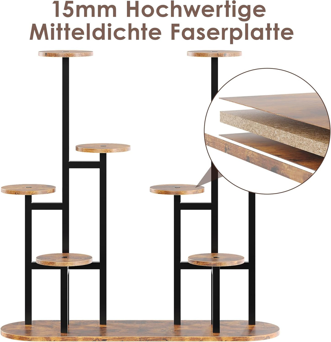 MIN WIN 100 cm Pflanzenständer Metall mit 8 Ebenen Pflanzenregal Blumenständer drinnen draussen Plat