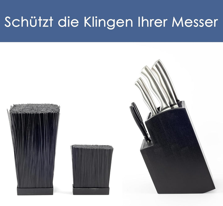 Messerblock - Messerhalter ohne Messer aus Holz Messerbrett (Bambus Schwarz, Quadratisch Schräg) Kun
