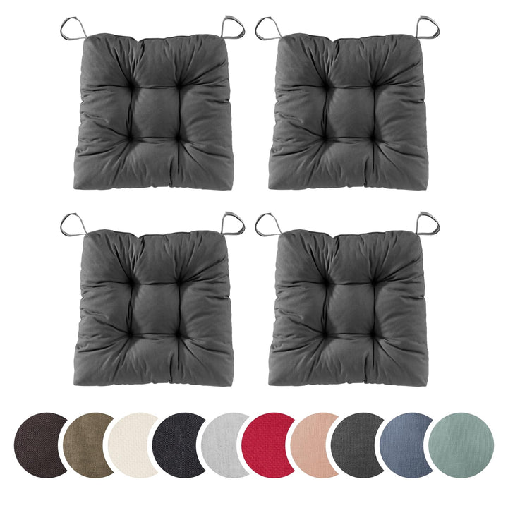 sleepling 4er Set Stuhlkissen 40 (vorne), 35 (hinten) x 38 x 7 cm, Sitzkissen für Stuhl &amp; Bank mit K