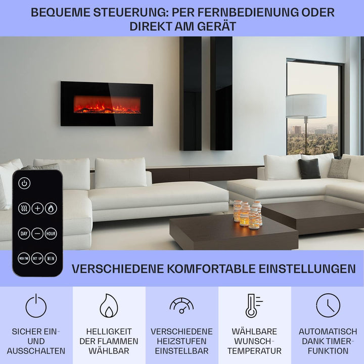 Klarstein Elektrokamin, Elektro Heizungen für Wohnzimmer & Innenräume, Elektrischer Kamin mit LED Fl