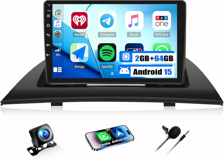 CAMECHO 2+64G 9 Zoll Navi Autoradio für BMW X3 E83 2004-2010 Android 13 mit Rückfahrkamera, GPS, WiF