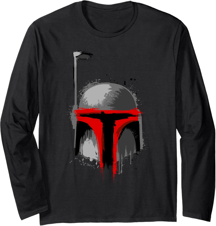 Star Wars Boba Fett Drip Paint Helmet Poster Langarmshirt