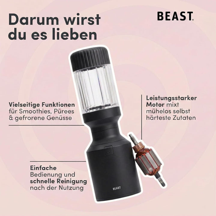 BEAST Standmixer 850W - Kompakter Smoothie Maker und Hochleistungsmixer mit 3 Tritan Mixbechers 785,