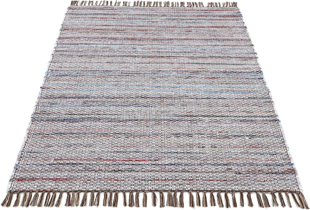 carpetfine Flachgewebeteppich Kelim Chindi Braun 60x110 cm | Moderner Teppich für Wohn- und Schlafzi
