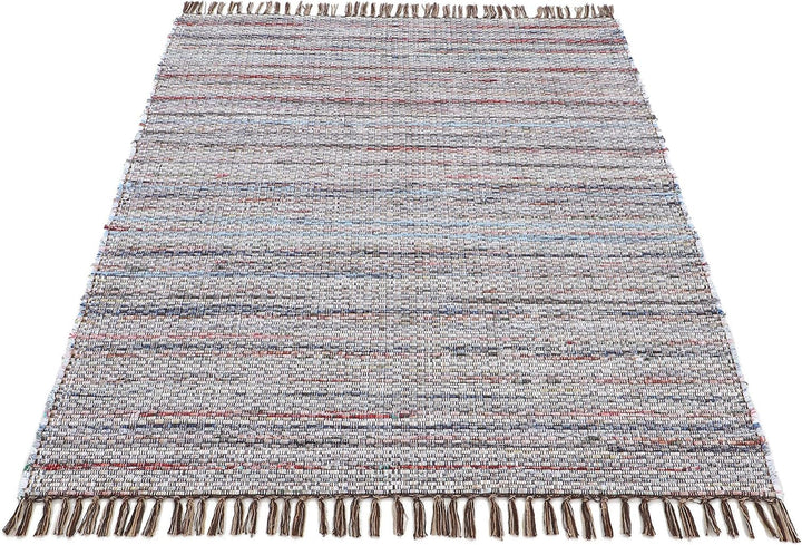 carpetfine Flachgewebeteppich Kelim Chindi Braun 60x110 cm | Moderner Teppich für Wohn- und Schlafzi