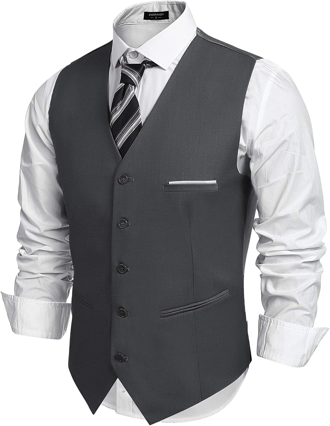 COOFANDY Herren Weste Anzugweste Slim fit V-Ausschnitt Ärmellose mit 5 Knöpfen Gilet Business Casual