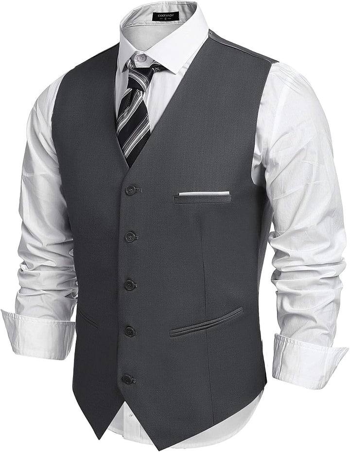 COOFANDY Herren Anzugweste Anzug V-Ausschnitt Formale Hochzeit Klassische Slim fit Elegant Westen Bu