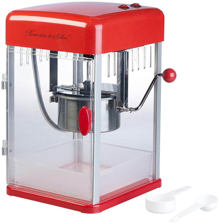 Rosenstein & Söhne Popcorn-Maker: Profi-Retro-Popcorn-Maschine "Cine", Edelstahl-Topf im 50er-Stil,