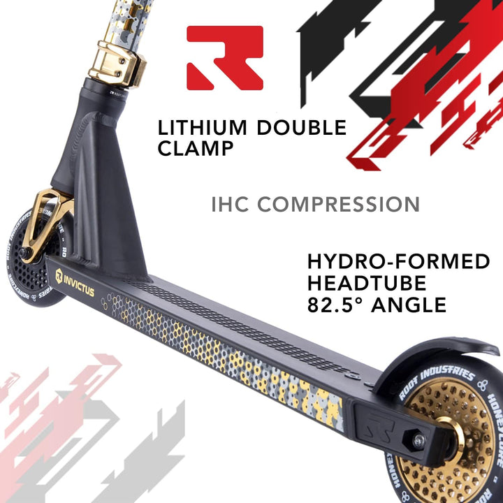 Root Industries Unisex – Erwachsene Invictus Signature Scooter Einheitsgrösse Black/Gold, Einheitsgr