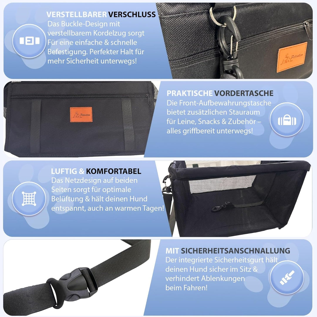 Hundeautositz – Wasserdichter & Atmungsaktiver Autositz für Hunde – Robuste Oxford-Tragetasche mit S