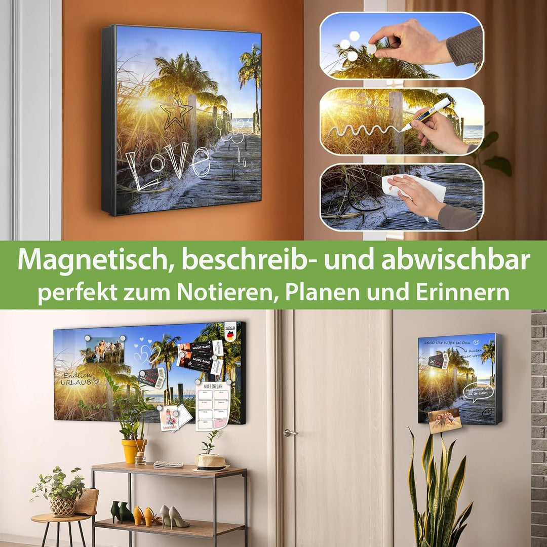banjado Grosser Schlüsselkasten Metall - Schlüsselbox 30x30cm mit 32 Haken - Schlüsselkasten modern