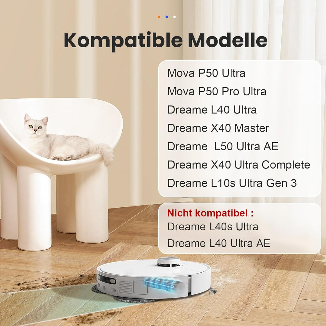 TriCut-Bürste Zubehör für Dreame X40 Ultra Complete / L40 Ultra / X40 Master/Mova P50 Pro Ultra Saug