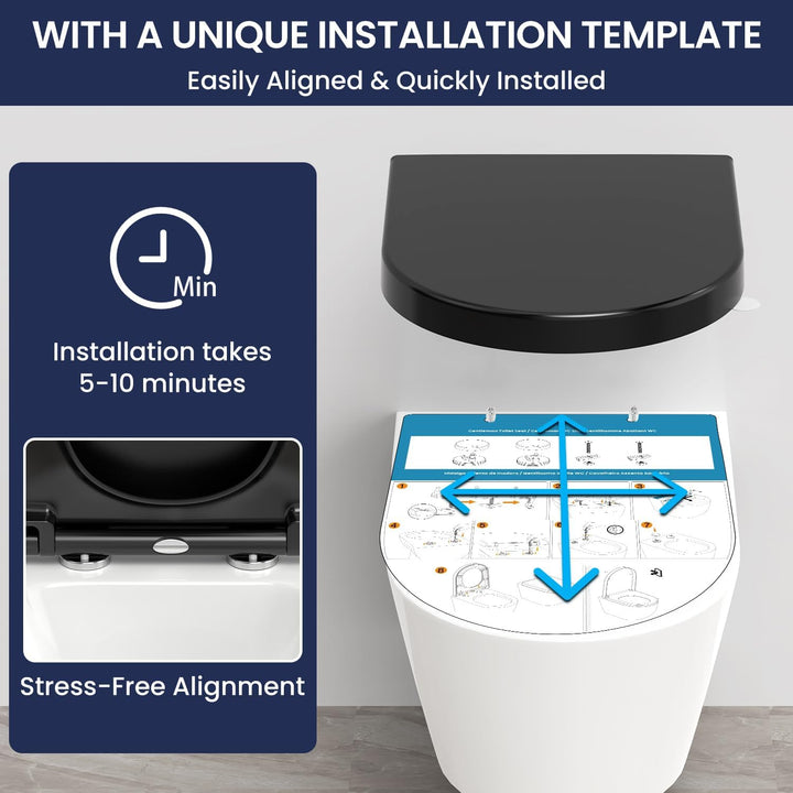 YEAUPE PRO WC Sitz mit Absenkautomatik D-Form [KURZ], Toilettendeckel mit Puller Lid, Toilettensitz