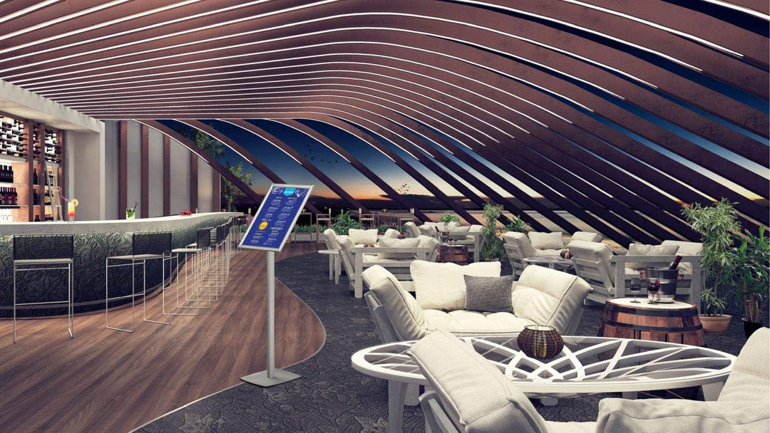 EUROPEL Infoständer mit A3 Klapprahmen - Drehbar im Hoch- oder Querformat - Ständer für Austauschbar