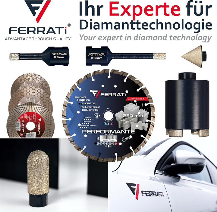 Vitale Diamant Fliesenbohrer M14 Segmenthöhe 11mm | Pro Diamantbohrer Lochsäge für Fliesen Keramik M