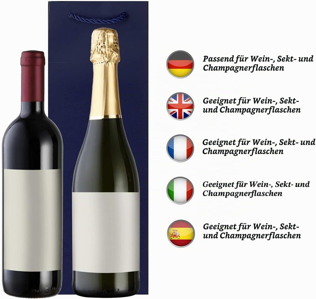10 Flaschentüten Geschenktüten für Weingeschenke wie Wein Prosecco und Champagner Dunkelblau, Dunkel