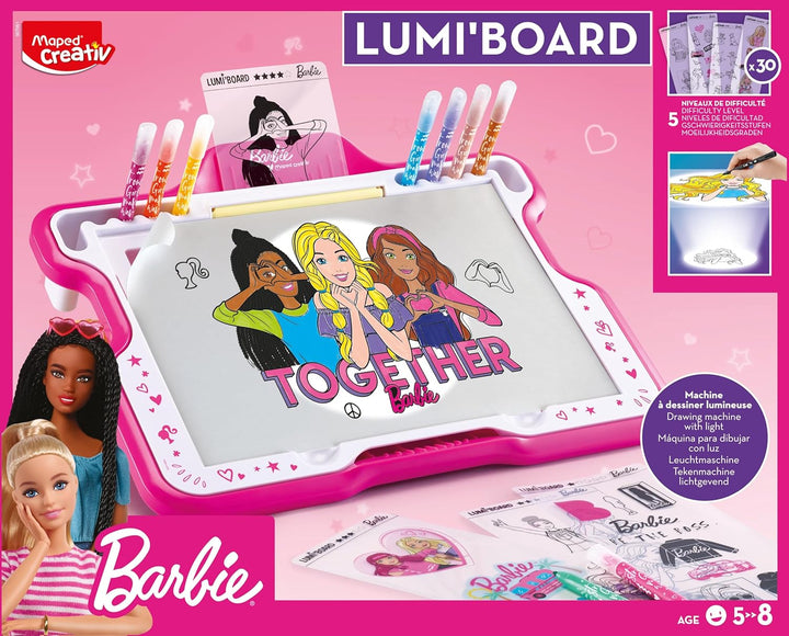 Maped CREATIV - Leuchttisch, Lichttisch, Lichtmaschine LUMI'BOARD BARBIE - mit 250x BARBIE-Motiven a