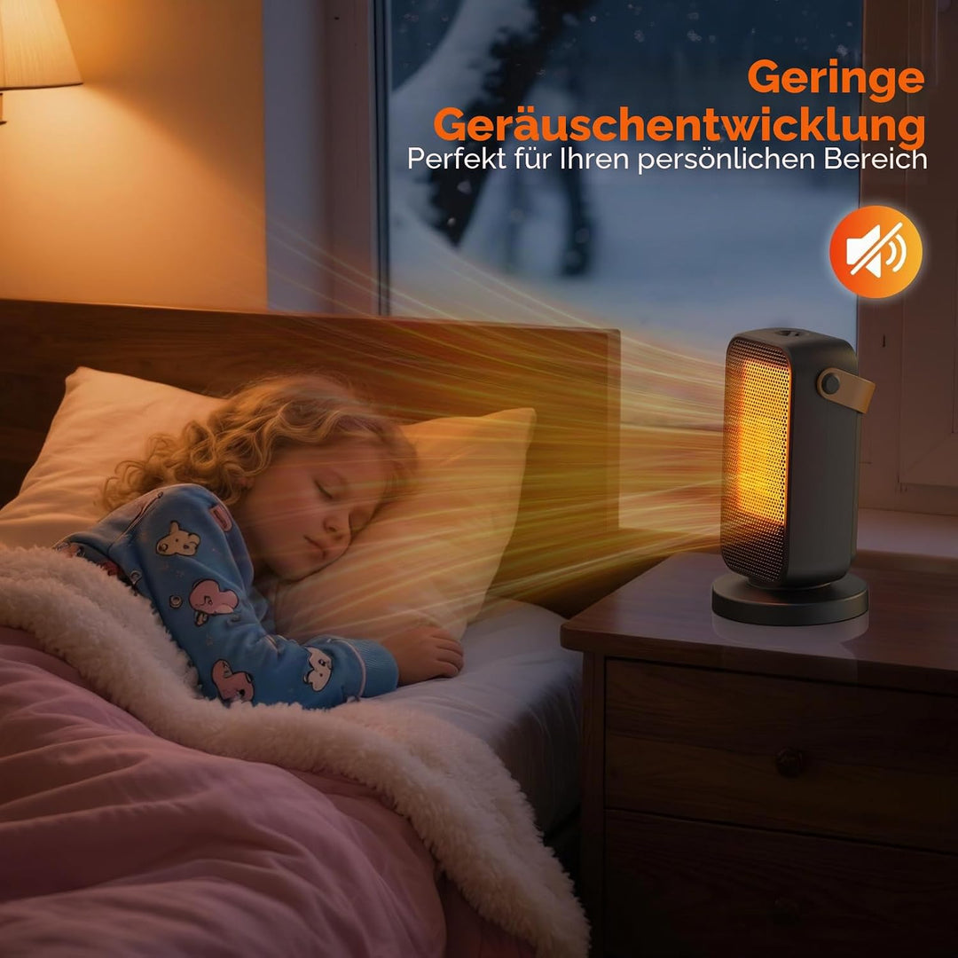 Heizlüfter Energiesparend Klein, 1200W Heizung Elektrisch mit Thermostat, PTC Keramik Heizlüfter Lei