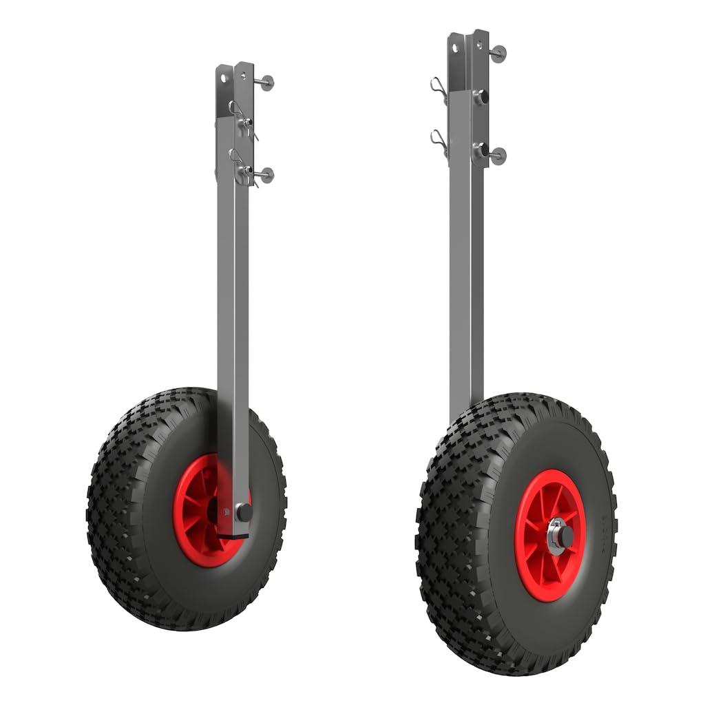SUPROD Heckräder Slipräder Schlauchbooträder Transporträder klappbar Edelstahl ET260-LU schwarz/rot,