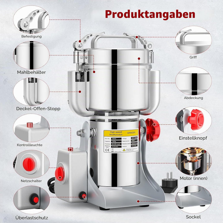 Tragbare Getreidemühle 220 V,Zum Mahlen schütteln,Hochgeschwindigkeits Schleifmaschine Mehl Pulver,D