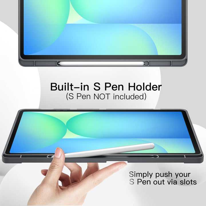 JETech Hülle für Samsung Galaxy Tab S10 FE Plus/S10 FE+ 13,1 Zoll mit S Pen Halter, Weiche TPU Tri-F