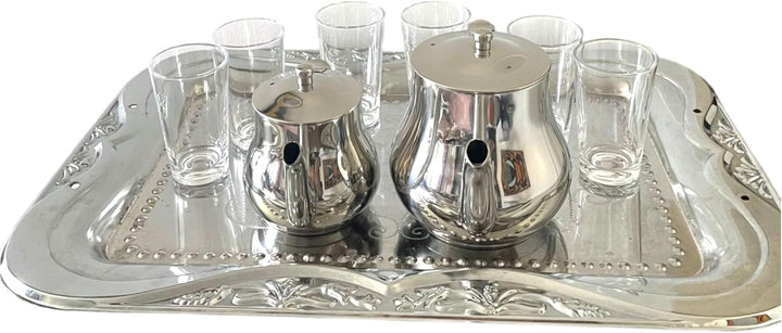 Traditionelle marokkanische Teekanne aus Edelstahl | Deckel & Griff Orientalischer Stil | Authentic