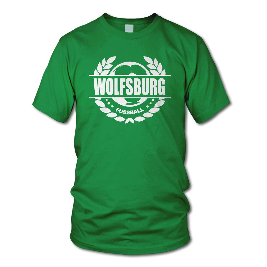 shirtloge - Wolfsburg - Fussball Lorbeerkranz - Fan T-Shirt - Grösse S - 3XL Grün S, Grün S