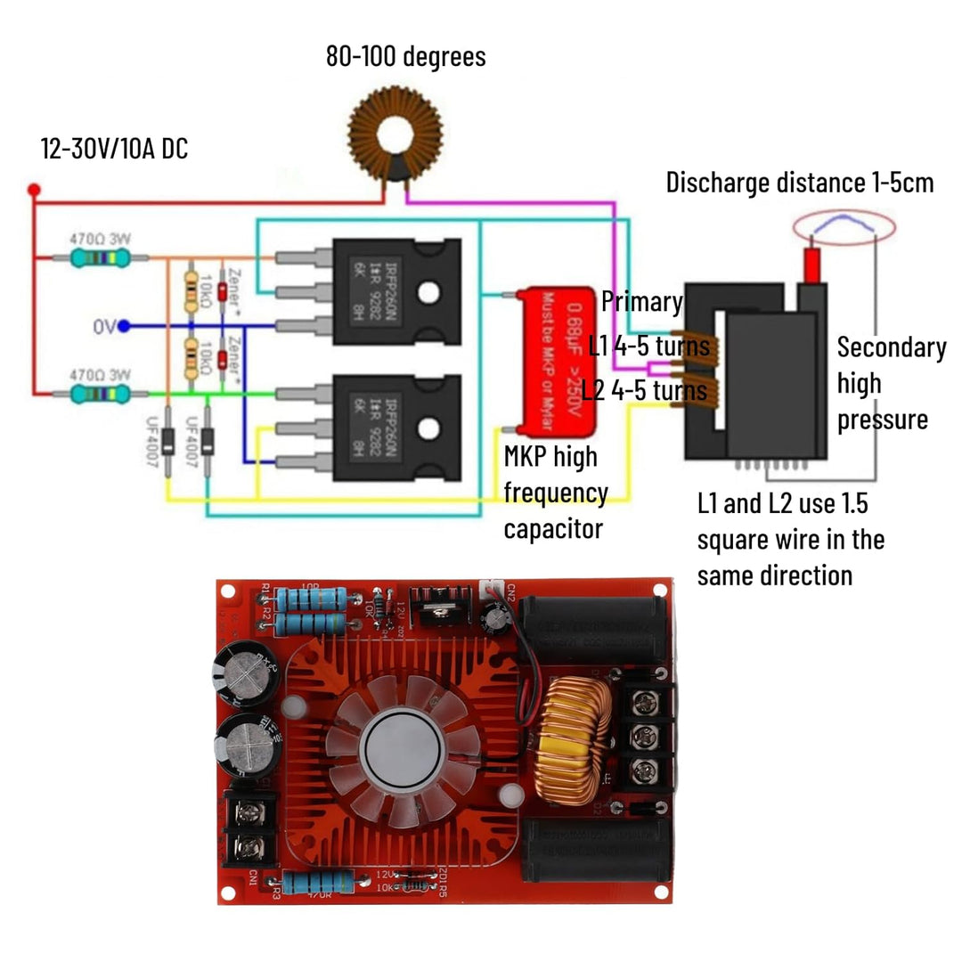 ZVS Treiberplatine Spule Stromversorgung Boost Hochspannungsspule Flyback-Treiber Generator Heizmodu
