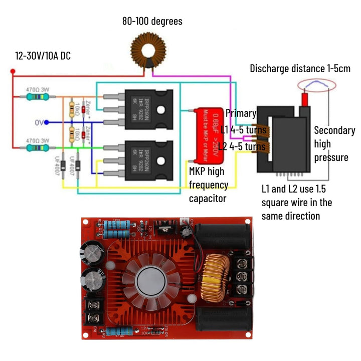 ZVS Treiberplatine Spule Stromversorgung Boost Hochspannungsspule Flyback-Treiber Generator Heizmodu