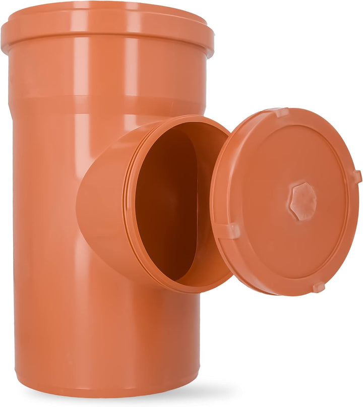 PP Reinigungsrohr Revisionsrohr Ø DN 200 mm Orange KG-Rohr mit Revisionsöffnung Gummidichtringen Sch