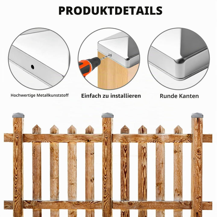 10 Stück Pfostenkappen 9X9CM,Edelstahl Pfostenkappe,Abdeckkappe Für Pfosten,Zaunpfosten Kappen,Abdec