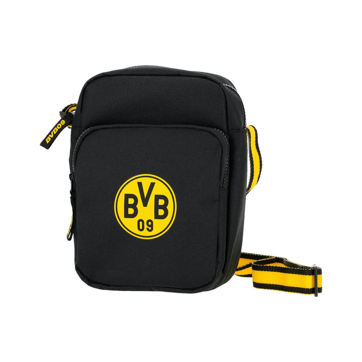 Dortmund BVB Schultertasche 2026 Schwarz mit Emblem | Drei Reissverschlussfächer, Verstellbarer Schu