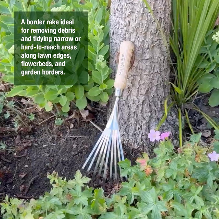 Spear & Jackson 5200KEW Kew Gardens Mini-Beetrechen – Schmaler Handrechen mit Edelstahlzinken, ideal