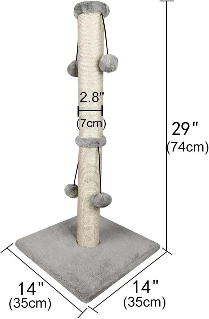 Dimaka 74cm Katzenkratzbaum Kratzbaum für grosse Katzen mit Spielball Natursisal weiss und grau (ver