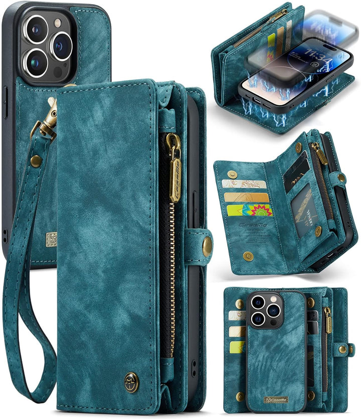 UFinetech iPhone 14 Pro Hülle, Flip Leder TPU Stossfeste Kartenfach Tasche Handyhülle iPhone 14 Pro(