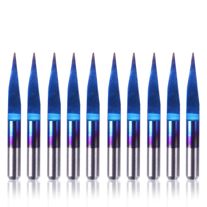 SainSmart Genmitsu 10Pcs Nano Blue Coat Gravierstichel, 15 Grad 0,1 mm Spitze 1/8"Schaft CNC Fräser