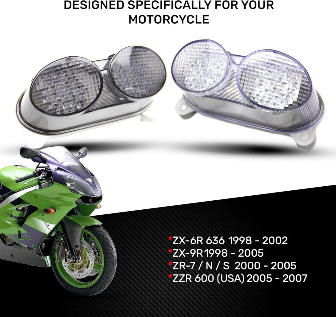aVDB-moto LED-Bremslicht mit integriertem Blinker kompatibel mit Kawasaki ZR7, ZX6R, ZX9R, 1998 (kla