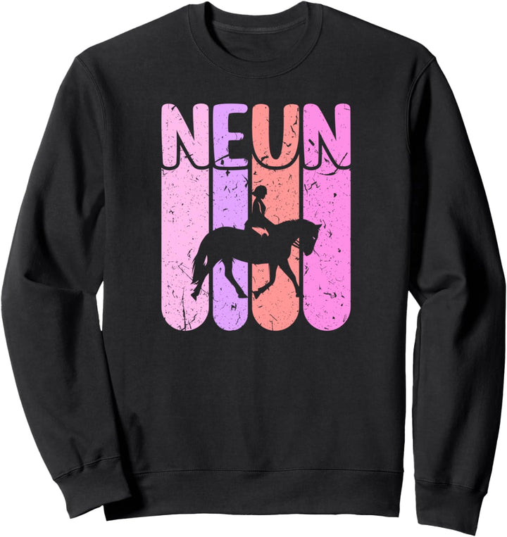 Pferde Geburtstag 9 Jahre Pferd Mädchen Reiterin Sweatshirt