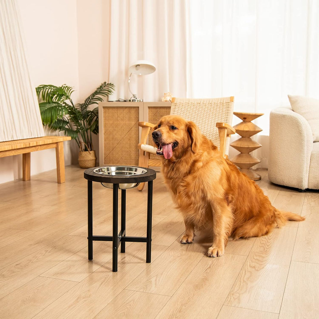 Yangbaga Hundenapf Grosse Hunde Hundenapf Edelstahl Napfhalter aus Holz mit langlebigen Metallbeinen