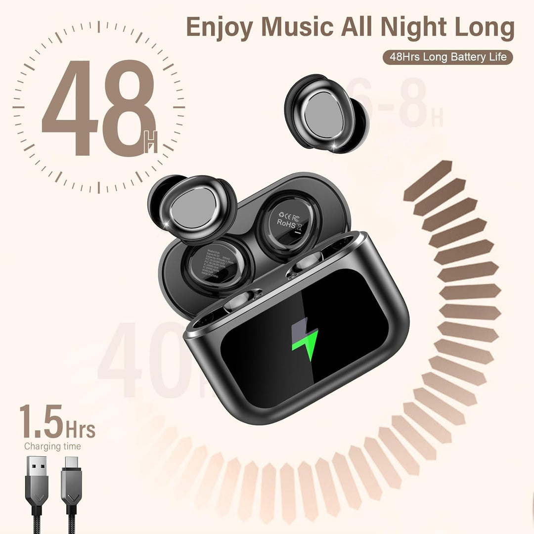 ZYHKON Bluetooth Kopfhörer, Bluetooth 5.4 Schlafkopfhörer In Ear mit Touchscreen, 48H Spielzeit Mini